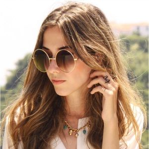 OVERSIZE VINTAGE METAL ROUND CIRCLE SUNGLASSES